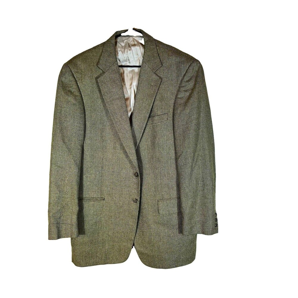 Mark Shale Tweed Herringbone Suit Jacket 2 Button Notch Lapel 44L Silk Wool Men